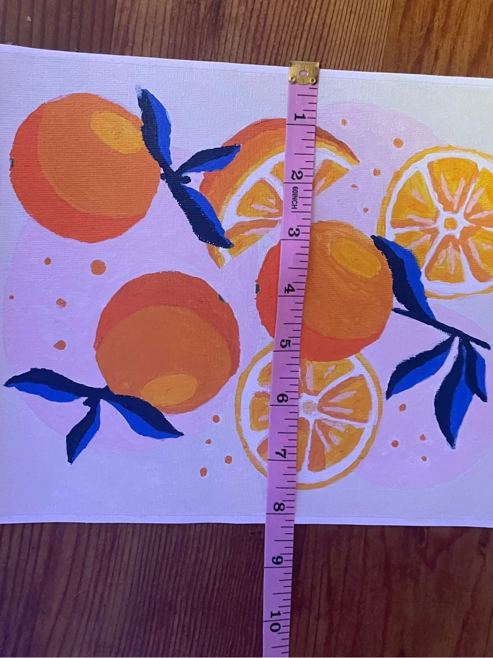 Orange paint by number canvas hanging wall art